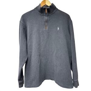 Polo Ralph Lauren Men’s Gray Logo Quarter Zip Size XL Cotton Preppy *Flaw